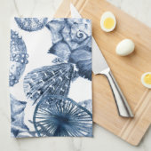 Design der Küste in Blau und Weiß Geschirrtuch (Viertel Falte)