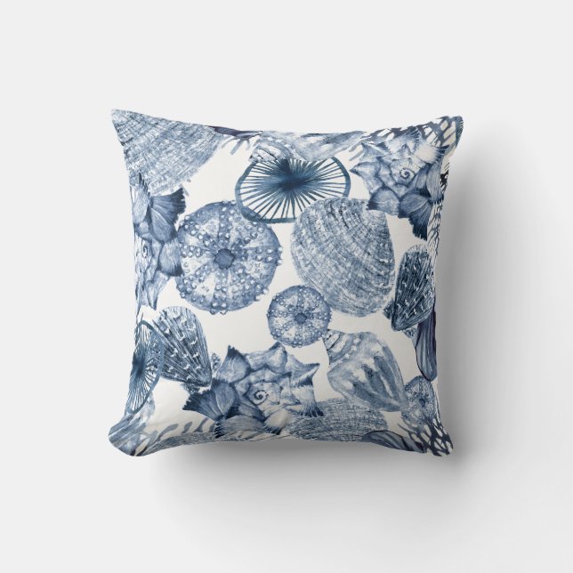 Design der Küste in Blau und Weiß Kissen (Vorderseite)