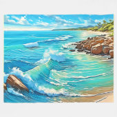 Design der Küstenrock-Szene Fleecedecke (Vorderseite (Horizontal))