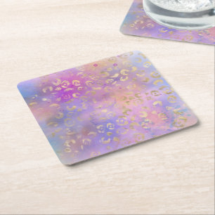 Design der Leopard-Paint-Serie 8 Rechteckiger Pappuntersetzer