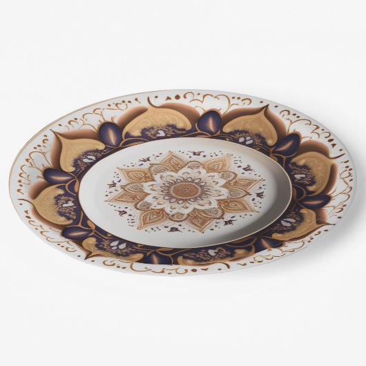 Design der lila Boho-Chic-Porzellan-China Pappteller (Schrägansicht)