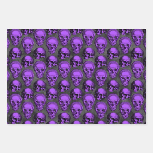 Design der lila Schädel- und Sonnenblumen-Serie 10 Geschenkpapier Set (Vorderseite 3)