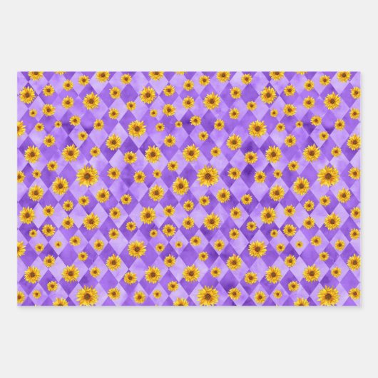 Design der lila Schädel- und Sonnenblumen-Serie 10 Geschenkpapier Set (Vorderseite 2)