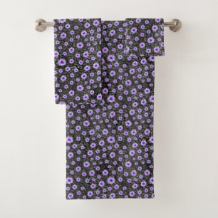 Design der lila Schädel- und Sonnenblumen-Serie 11 Badhandtuch Set
