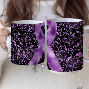 Design der lila Sensibilisierungskampagne für die Kaffeetasse