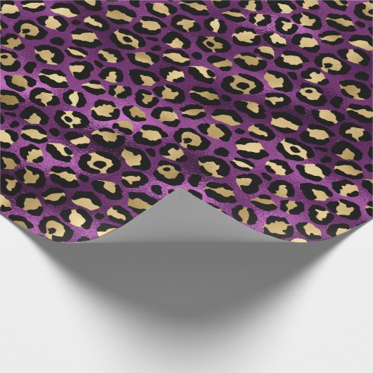 Design der lila und Gold Leopard-Serie 1 Geschenkpapier (Ecke)