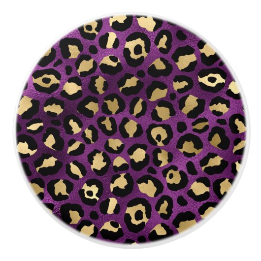 Design der lila und Gold Leopard-Serie 1 Keramikknauf (Vorderseite)