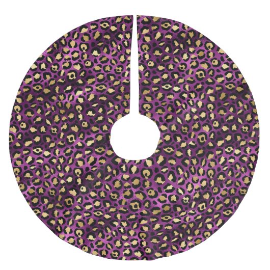 Design der lila und Gold Leopard-Serie 1 Polyester Weihnachtsbaumdecke (Vorderseite)