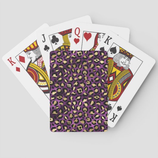 Design der lila und Gold Leopard-Serie 1 Spielkarten (Rückseite)