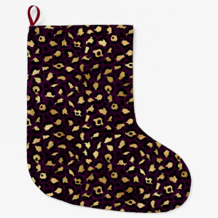 Design der lila und Gold Leopard-Serie 2 Großer Weihnachtsstrumpf