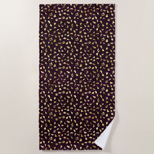 Design der lila und Gold Leopard-Serie 2 Strandtuch (Vorderseite)