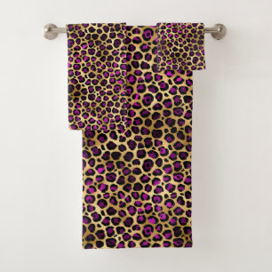 Design der lila und Gold Leopard-Serie 4 Badhandtuch Set