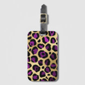 Design der lila und Gold Leopard-Serie 4 Gepäckanhänger (Vorderseite Vertikal)