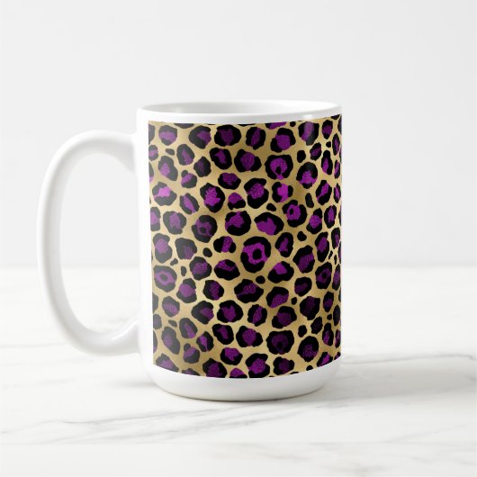 Design der lila und Gold Leopard-Serie 4 Kaffeetasse (Links)