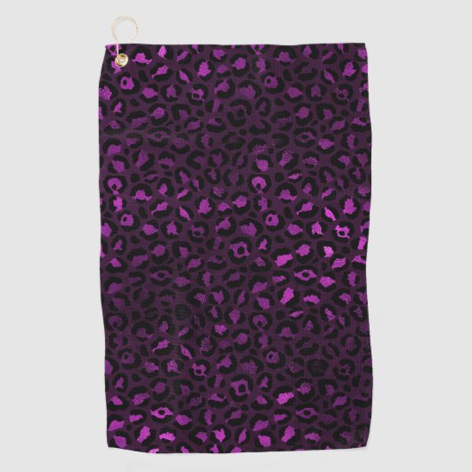 Design der lila und Gold Leopard-Serie 5 Golfhandtuch (Vorderseite)