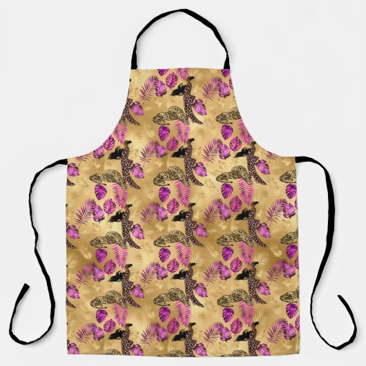 Design der lila und Gold Leopard-Serie 7 Schürze (Vorderseite)