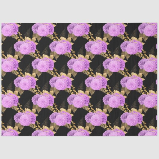 Design der lila und goldenen Blumenserie 12 Seidenpapier (Vorderseite)