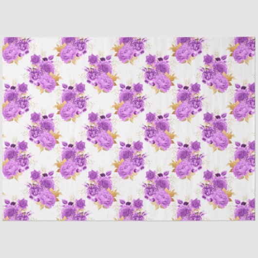 Design der lila und goldenen Blumenserie 5 Seidenpapier (Vorderseite)