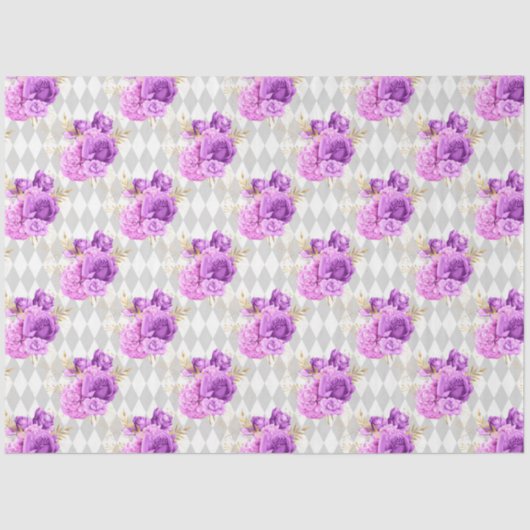 Design der lila und goldenen Blumenserie 7 Seidenpapier (Vorderseite)