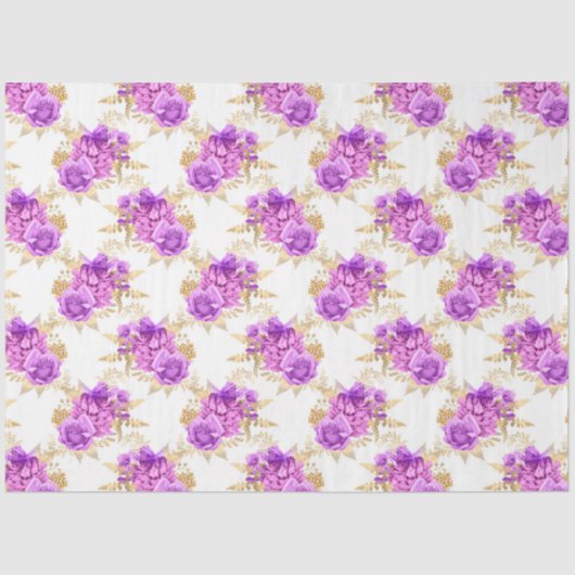 Design der lila und goldenen Blumenserie 9 Seidenpapier (Vorderseite)