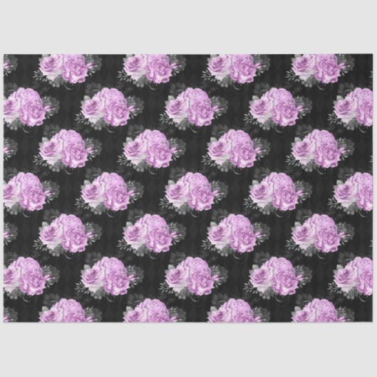 Design der lila und silbernen Blumenserie 10 Seidenpapier (Vorderseite)