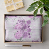 Design der lila und silbernen Blumenserie 16 Seidenpapier (Geschenk)