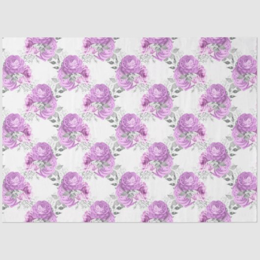 Design der lila und silbernen Blumenserie 2 Seidenpapier (Vorderseite)