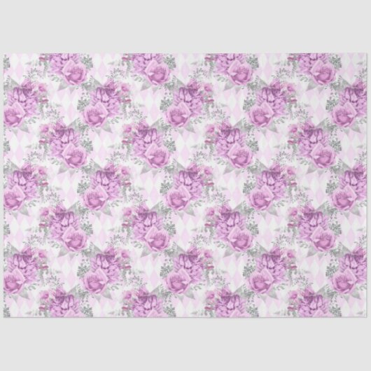 Design der lila und silbernen Blumenserie 3 Seidenpapier (Vorderseite)