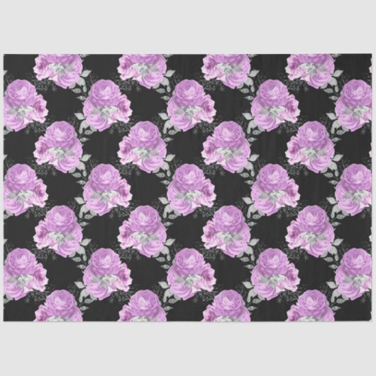 Design der lila und silbernen Blumenserie 5 Seidenpapier (Vorderseite)