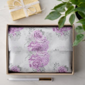 Design der lila und silbernen Blumenserie 6 Seidenpapier (Geschenk)