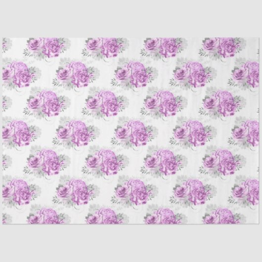 Design der lila und silbernen Blumenserie 6 Seidenpapier (Vorderseite)