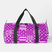 Design der lila, weiß gemischten Muster Duffle Bag (Rückseite)