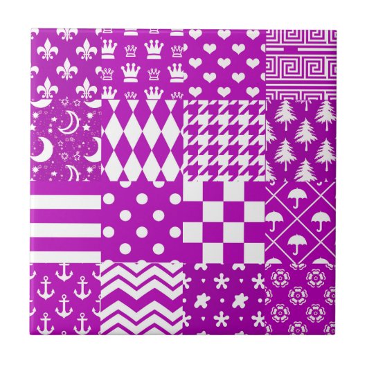 Design der lila, weiß gemischten Muster Fliese (Vorderseite)