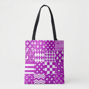 Design der lila, weiß gemischten Muster Tasche