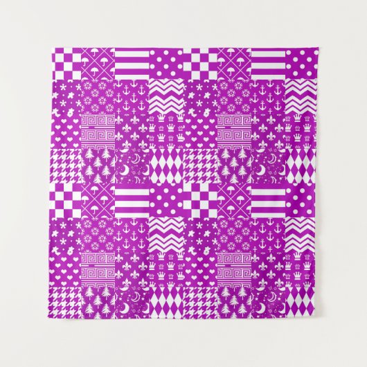 Design der lila, weiß gemischten Muster Wandteppich (Vorderseite)