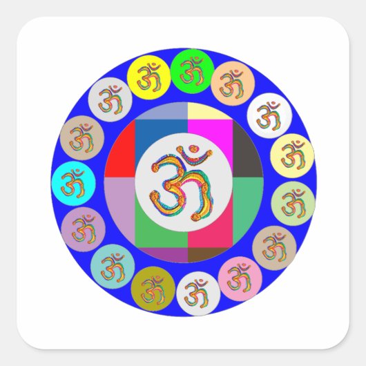 Design der Mantra OM MANTRA-Münzen Quadratischer Aufkleber (Vorderseite)