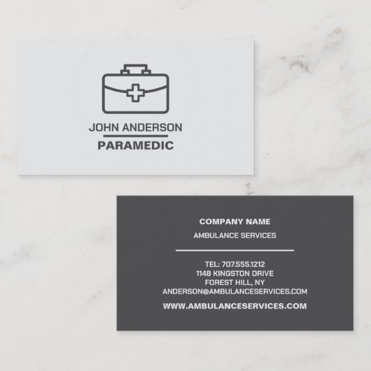 Design der medizinischen Beutel, EMT, paramedic Visitenkarte (Vorne/Hinten)