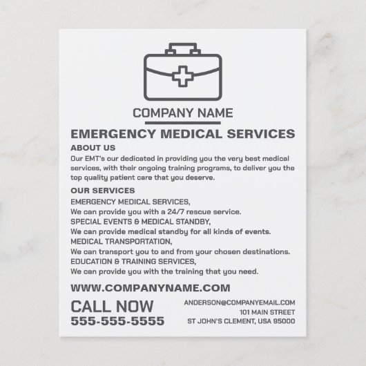 Design der medizinischen Beutel, EMT, paramedische Flyer (Vorne)