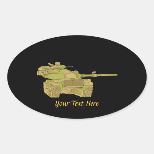 Design der militärischen Tanks der Camouflage Ovaler Aufkleber
