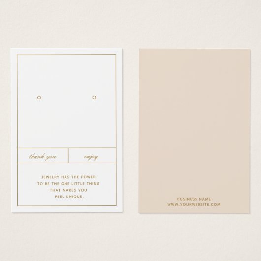 Design der Minimalistischen Earring-Schmuckkarte (Vorne & Hinten)