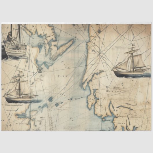 Design der Nautic Map Serie 1 Seidenpapier (Vorderseite)