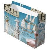 Design der Nautic-Serie 10 Große Geschenktüte (Vorderseite Schrägansicht)