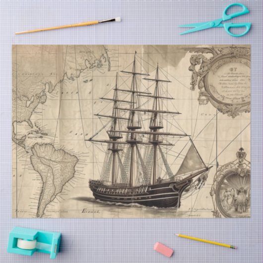 Design der Nautikkarte 5 Seidenpapier (Basteln)