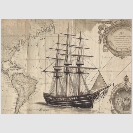 Design der Nautikkarte 5 Seidenpapier (Vorderseite)