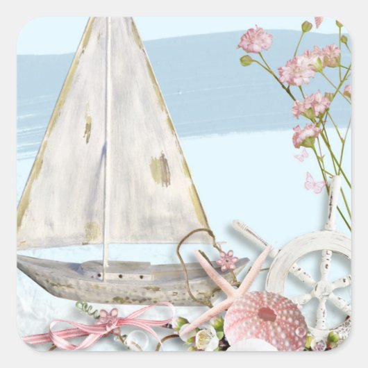 Design der Nautikreihe 3 Quadratischer Aufkleber (Vorderseite)