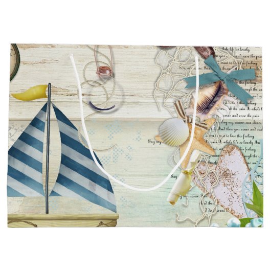 Design der Nautikserie 5 Große Geschenktüte (Rückseite)