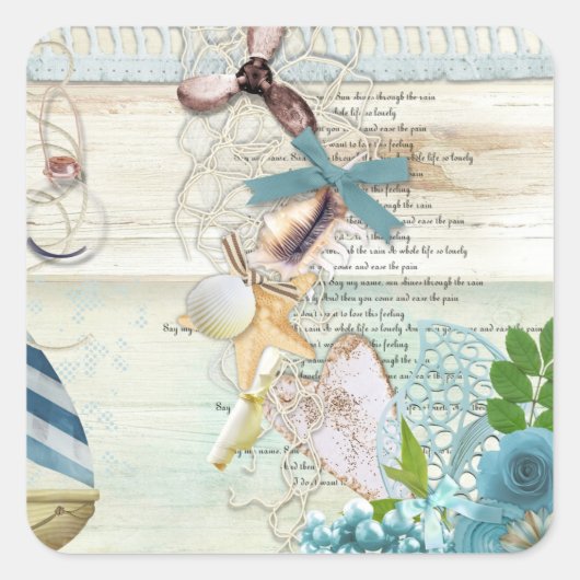 Design der Nautikserie 5 Quadratischer Aufkleber (Vorderseite)