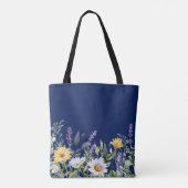 Design der niedlichen Navy Blue Boho Wildblume Tasche (Rückseite)