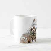 Design der niedlichen White Wolf Mosaik-Tasse Kaffeetasse (Vorderseite Links)