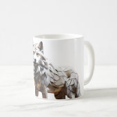 Design der niedlichen White Wolf Mosaik-Tasse Kaffeetasse (VorderseiteRechts)